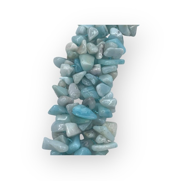 new Larimar Dolphin Stone Collar Necklace ❤︎ Woven Chips ❤︎ Stones Gems Crystals - Picture 4 of 16